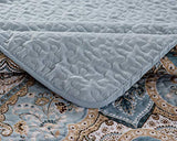 Luxury Home Collection 3 Piece Full/Queen Quilted Reversible Coverlet Bedspread Set Floral Printed Blue Taupe Luxury Home