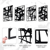 Bdor Decorative Metal Panels, Set of 4, 10.98" x 15.94", Modern Geometric Design, Black Metal Wall Art, Room Dividers, Architectural Elements for Home and Office Décor Bdor