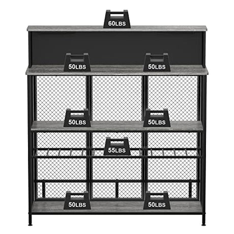 GDLF Vintage Grey Home Bar Unit with Ample Storage and Footrest GDLF