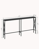 Masupu 63" Console Table, Modern Narrow Long Sofa Table Behind Couch, Skinny Entry Table, Industrial Sofa Table with Metal Frame for Hallway, Living Room, Classic Black… Masupu