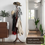 Coatrack 8 Standing Bamboo Coat Rack Hat Hanger 8 Hook for Jacket, Purse, Scarf Rack, Umbrella Tree Stand (Brown) Furshus