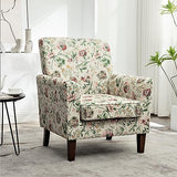 Container Furniture Direct Contemporary Accent Arm Chair with Birch Wood Frame and Velvet Upholstery, Armchair for Office and Living Room Decor, Removable Cushions, 04 Printed Fabric Container Furniture Direct