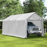 GDY 17 x 10ft Heavy Duty Carport Canopy with Sidewalls Waterproof Garage Car Shelter Enclosed Storage Shed, White GDY