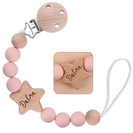 Personalized Pacifier Clip with Name,Custom Stroller Clip Silicone Pacifier Clip Gift for Boys Girls(Star) auysolty