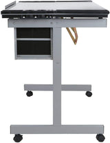 Epetlover Adjustable Drafting Table Drawing Desk Folding Tempered Glass Top Art Craft Work Station w/2 Slide Storage Drawers and Wheels Epetlover
