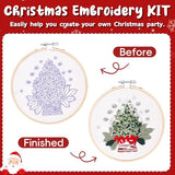 Christmas Embroidery Kit for Adults & Beginners, Gnomes & Christmas Tree Hand Embroidery Ornaments kit with Pattern, Cotton, Needles & Instruction, Christmas DIY Cross Stitch Kits Gifts (4pcs-A)