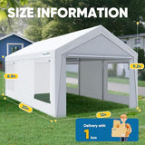 Quictent Upgraded 12x20 ft Heavy Duty Galvanized Carport - Reinforced Outdoor Garage Canopy Tent with Roll-up Ventilated Windows & Sidewalls, Weatherproof Shelter for Car, Boat, RV - White Quictent