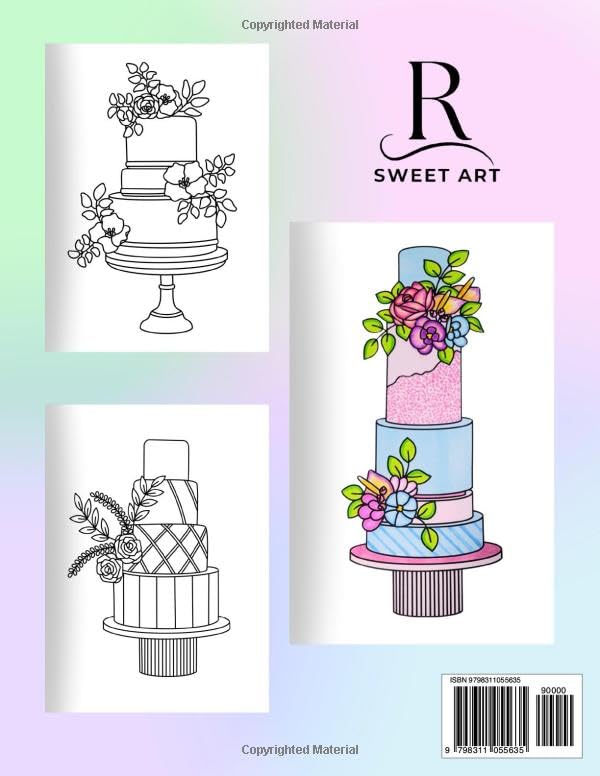 Sweet Treats Coloring Book: Featuring Wedding Cakes: A Cute and Aesthetic Wedding Cake Coloring Book for Adults and Teens with Bold, Easy, and Simple ... Book Series for Cake Lovers & Creatives) WoodArtSupply