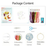 Zhenqing Fox and Grape Vine Embroidery Kit for Beginners, Pre-Printed 29x29cm Circular Cotton Fabric with 20cm Hoop, Whimsical Garden Scene (C0223)