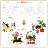 BEUNITONE 4 Set Embroidery Kit for Beginners, Daily Life of Cats Patterns Cross Stitch Kits, Needlepoint Kits for Adults with Hoop, Cute Hand Embroidery Patterns for Cloth and Home Decor