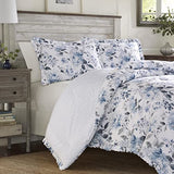 Laura Ashley Home - King Comforter Set, Reversible Cotton Bedding with Matching Shams, Stylish Home Decor for All Seasons (Chloe Blue, King) Laura Ashley