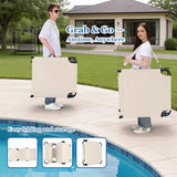 Ahsuname 3-in-1 Sun Tanning Chair with Face Holes, Folding Chaise Lounge Chairs, 5-Position Adjustable Lounge Chair Outdoor with 2 Side Pocket & Pillow, for Pool Beach, Patio, Camping, Beige