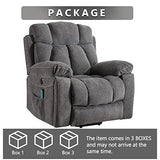 CANMOV Large Power Lift Recliner Chairs with Massage and Heat for Elderly Big People, Heavy Duty Motion Reclining Mechanism-Anti Skid Fabric Recliner Chair with 2 Concealed Cup Holders,Dark Gray CANMOV