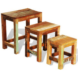 vidaXL Vintage Reclaimed Wood Nesting Table Set - Antique-Style Wooden Side Tables, Coffee Tables, or Plant Stands - Stackable, Durable, Beautiful and Unique Furniture vidaXL