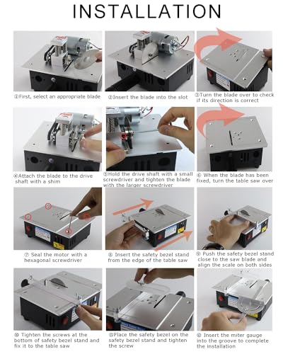 Mini Table Saw, RTOVZON 96W Mini Desktop Electric Saw Cutter 7.1"x5.5", Cut Thickness Adjustable Precision Craft Table Saw with Speed & Angle Adjust 4* Blades, Available for Wood/PCB/Acrylic/ - WoodArtSupply