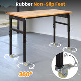 Heavy-Duty Adjustable Garage Workbench 60" L x 24" W – 2000 LBS Capacity with ETL Power Outlet, Rubberwood Top for Woodworking, Welding, Crafting & Home Office (29.5"-39.4" Height Adjust) EliteEdge