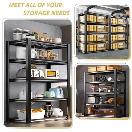REIBII Garage Storage Shelves Heavy Duty Garage Shelving 72" Adjustable Metal Shelves for Storage 5-Tier Garage Shelves Heavy Duty 2050LBS Basement Kitchen Pantry Shelving Utility Shelves, 3 Pack REIBII