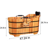 Wooden Hot Tub Bathroom Freestanding Soaking Non-Slip Bathtub Thickened Handrail Style Healthy Medicinal Bathtub For Both Adult And Child Family OGOLOUG
