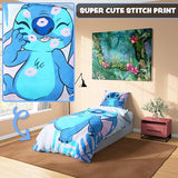 Disney Stitch Duvet Cover and Pillowcase Set, Single or Double Size, Bedroom Accessories for Kids Teens (Blue Stitch Single) Disney