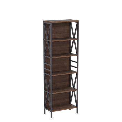 HOMISSUE Vintage Brown 6-Tier Rustic Industrial Bookshelf for Home and Office - WoodArtSupply