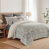 Levtex Home Adare Taupe Reversible Full/Queen Quilt Set (88x92in) and 2 Pillow Shams (26x20in) - Floral Bedding - Taupe White - Cotton Full/Queen Size Quilt Bedding Set - Lightweight, Soft, Pre-Washed Levtex Home