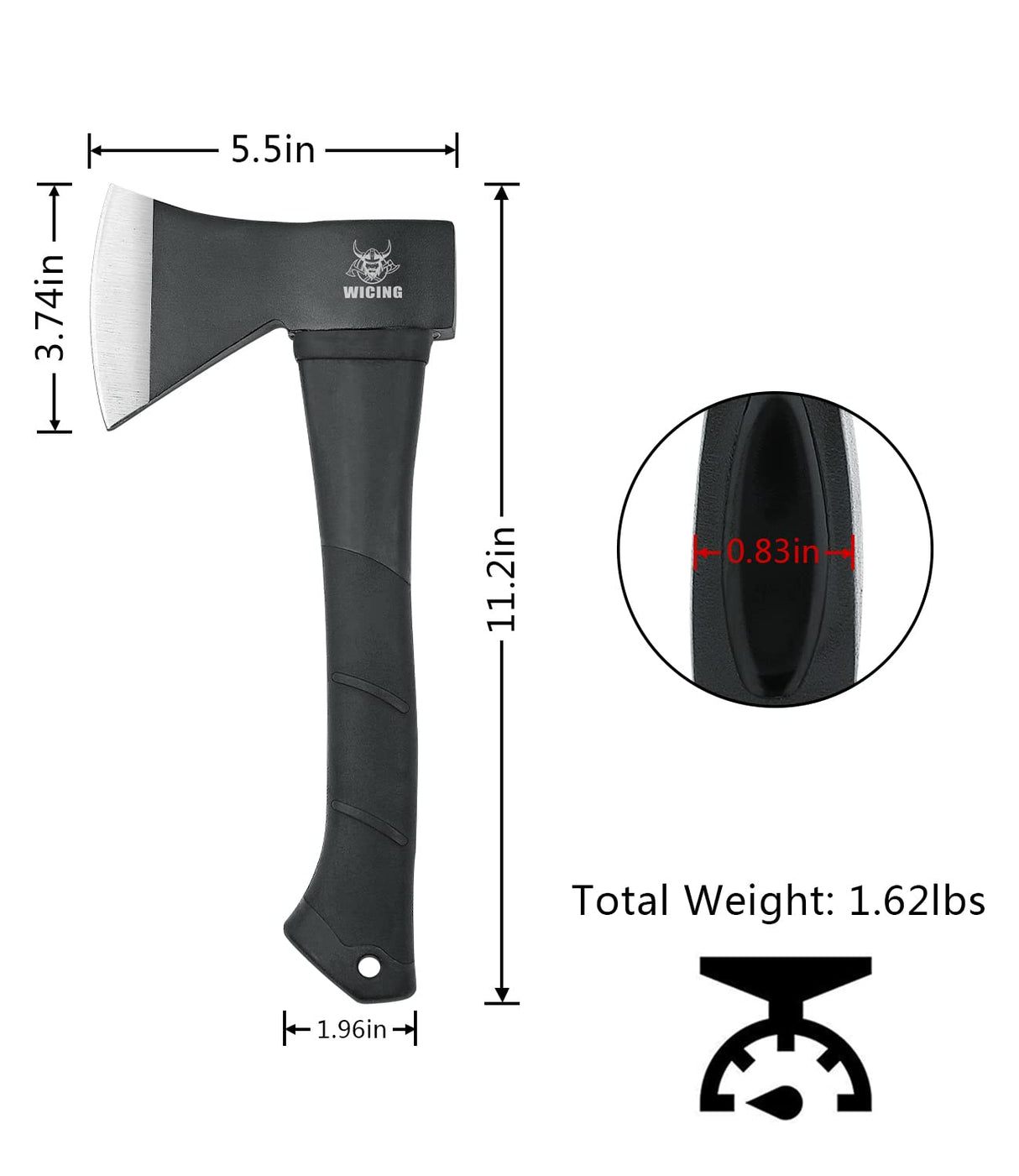 WICING Throwing Axes and Tomahawks, 11.2 - inch Camping Hatchet Carbon Steel & Fiberglass Handle, with Anti-Slip & Shock Reduction for Axe Throwing, Camping, Kindling (3 Pack) WICING