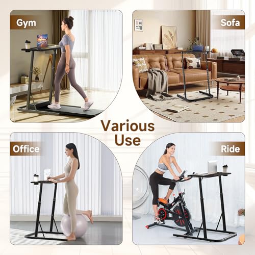 VTORY Adjustable Standing Desk for Walking Pad Treadmill, for Cycling/Bike, Workstation Standing Desk for Cycling, Trainer Stand Table for Indoor,Treadmill Desk Attachment,Bar for Walking Pad,Black VTORY