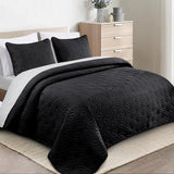 Whale Flotilla California King Quilt Bedding Set, Soft Black Oversized Bedspreads Quilts Cal King Size for All Seasons, 3 Pieces Lightweight Geometric Star Pattern Coverlet Whale Flotilla