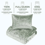 Comfort Spaces Luxe Velvet Comforter Set for Twin Size Bed, Microfiber Reverse, Juliette, All Season Bedding, Fluffy Bed Set, Sham, Sage Green 2 Piece Comfort Spaces