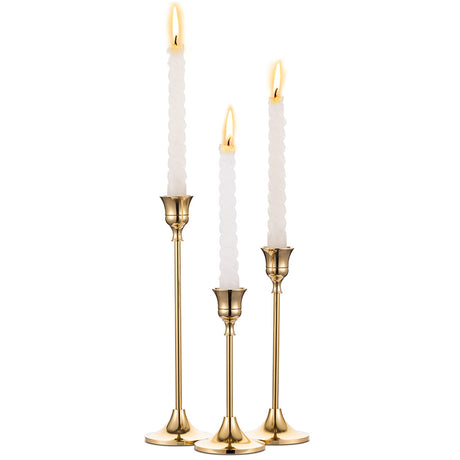 Candlestick Holders Taper Candle Holders, Set of 3 Candle Stick Holders Set, Brass Gold Candlestick Holder Set, Vintage Modern Decorative Centerpiece for Table Mantel Wedding Housewarming Gift NUPTIO