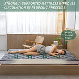 MAXYOYO Japanese Floor Futon Mattress King Size, Floor Bed for Adults, Roll Up Folding Mattress, Diamond Patterned Japanese Futon Bed, Dark Grey MAXYOYO