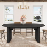 GarveeHome 70.8 Inch Oval Dining Table for 6-8 People, Long Large Kitchen Table with Thick Sturdy Wooden Base, Farmhouse Dining Room Table for Kitchen, Living Room, Office (Black) GarveeHome