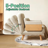 FLOCQISEM Convertible Chair Bed, Futon Sofa Bed Sleeper Chair with Solid Wood Leg and Storage Pocket, Linen Fabric Sofa Couch Guest Bed for Living Room, Bedroom, Office, Apartment (27.56) FLOCQISEM