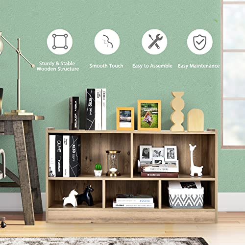 Tangkula 2-Tier 5-Cube Open Shelf Storage Bookcase - Versatile Wooden Display Cabinet for Any Room Tangkula
