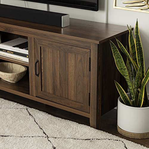 Walker Edison Ashbury Coastal Style Grooved Door TV Stand for TVs up to 80 Inches, 70 Inch, Dark Walnut - WoodArtSupply