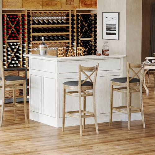 Tribesigns Bar Cabinet, L-Shaped Home Bar Table with Stemware Racks, 4-Tier Corner Bar Unit Liquor Wine Bar Table Reception Desk for Home Pub, White Tribesigns