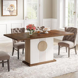 Tribesigns 55" Rectangular Dining Table for 4 to 6 People, Farmhouse Wood Dinner Table for Kitchen, Dining Room & Living Room, Oak Brown & White Tribesigns