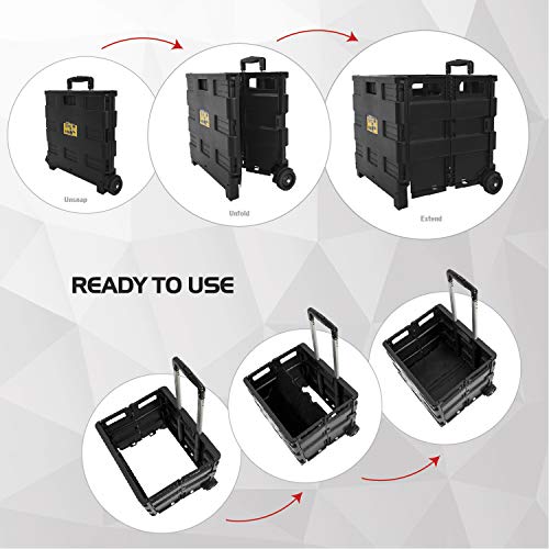 Olympia Tools 85-010 Grand Pack-N-Roll Portable Tools Carrier with Telescopic Handle, 80 Lb. Load Capacity, Black Olympia Tools