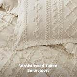 Bedsure Tufted Boho Comforter Set Full Size - Beige Boho Bed Set, GentleSoft™ 3 Pieces Farmhouse Shabby Chic Embroidery Bedding, Gifts for Woman, Soft Jacquard Full Comforter for All Seasons Bedsure