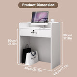 Reception Desk with Counter LED Light, Modern Front Desk with Lockable Drawer, White Retail Checkout Counter for Clothing Store Lobby Beauty Salon (White, 37.8x31.5x15.7in) CDDUOLA