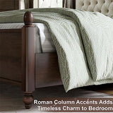 AMERLIFE King Size Solid Wood Bed Frame, Transitional Platform Bed with 52.5" Upholstered Tufted Headboard, Rubberwood/Roman Column Accents/Wood Slat Support/No Box Spring Needed AMERLIFE
