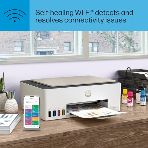 HP Smart-Tank 5000 Wireless All-in-One Ink-Tank Printer with up to 2 years of ink included, mobile print, scan, copy, white, 17.11 x 14.23 x 6.19