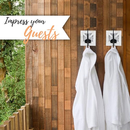 Autumn Alley Farmhouse Bathroom Decor White Hooks, Towel Hook, Coat Hooks, and Robe Hooks for Bathroom Farmhouse Wall Decor, Wall Mounted, Rustic Wall Decor Hooks, 2 Pack, White