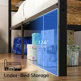 Liians Twin Bed Frame with Storage Headboard USB Charging Station, Smart LED Lights, Metal Platform Bed Easy Assembly, No Box Spring Needed Liians