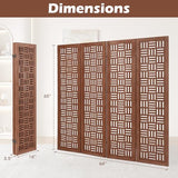Giantex 4 Panels Room Divider - Folding Room Dividers with Carved Cutout Pattern & Solid Wood Frame, Fully Assembled, 5.5FT Antique Partition Privacy Screen Wall Divider for Room Separation, Brown Giantex
