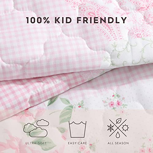 Laura Ashley Kids - Twin Quilt Set, Reversible Kids Bedding with Matching Sham(s), Ideal for Toddler Bedding Set, Ideal Girl Room Essentials, Coquette Room Decor (Ellyn Pink, Twin) Laura Ashley