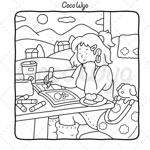 Girl Moments: Vol. 2 Coloring Book for Adults and Teens Featuring Cute Cozy Daily Activities for Relaxation Coco Wyo LLC