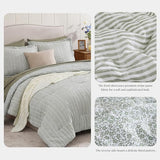 BLOOMHAVEN Queen Comforter Set - 7 Pieces Green Gauze Muslin Bedding Sets for All Seasons, Lightweight Breathable Bed in a Bag Queen with Revesible Farmhouse Comforter, Sheets, Pillowcases & Shams BLOOMHAVEN