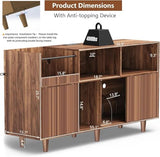 fineway Large Record Player Stand with Power Outlets & LED Lights, Record Player Table Cabinet with Vinyl Record Storage Holds up to 500 Albums, Turntable Stand for Living Room, Bedroom fineway