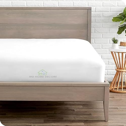 1 Fitted Sheet Only, 100% Egyptian Cotton, fitts Upto 15 Inch Deep Pocket, Bottom Sheets Only, King Size, Hotel Luxury Single Fitted Sheet Only, High Thread Count, Soft & Breathable, White Solid MD Home Decore